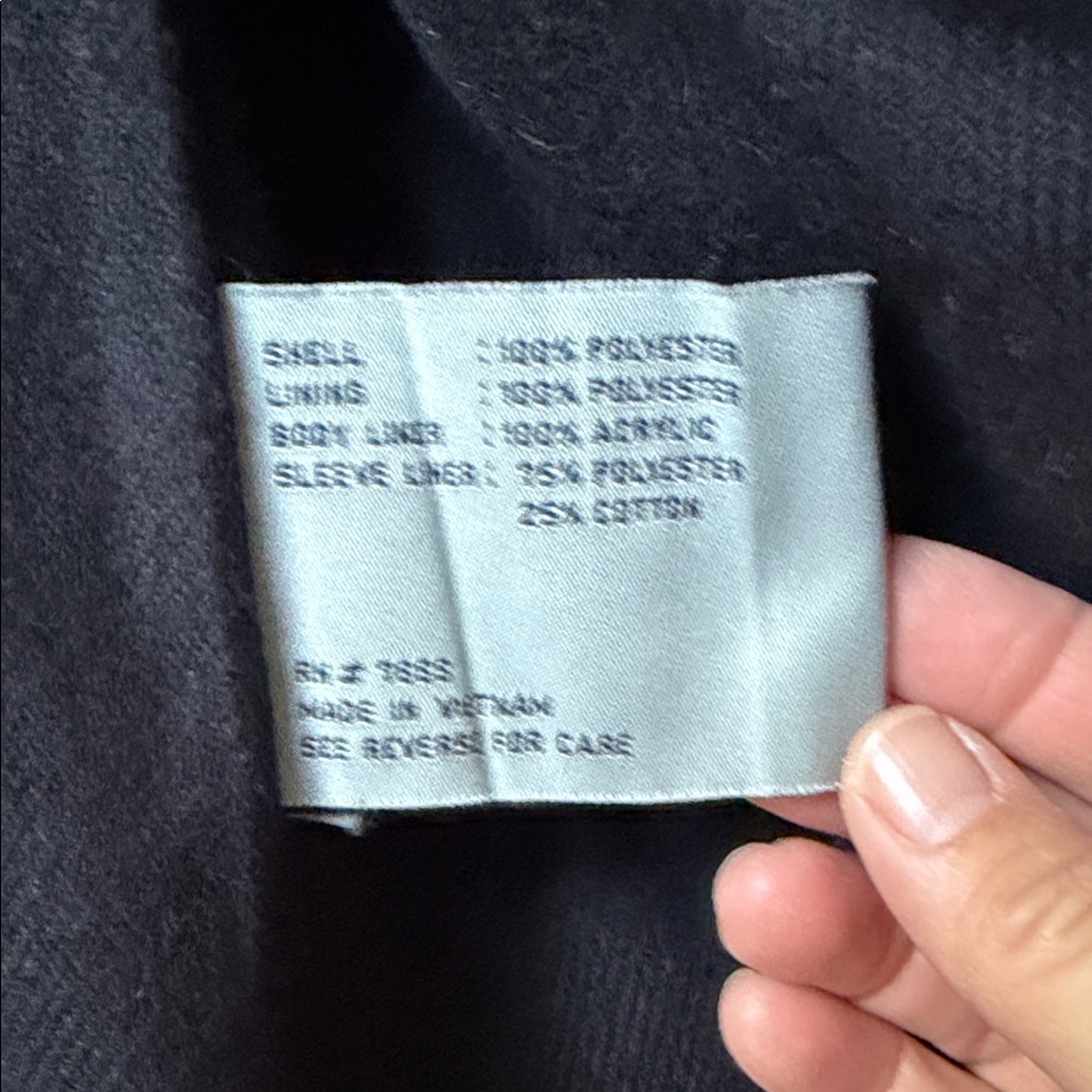 Anne Klein Trench Coat Lined Doube Breasted Belted Black Size S Classic - Picture 8 of 14